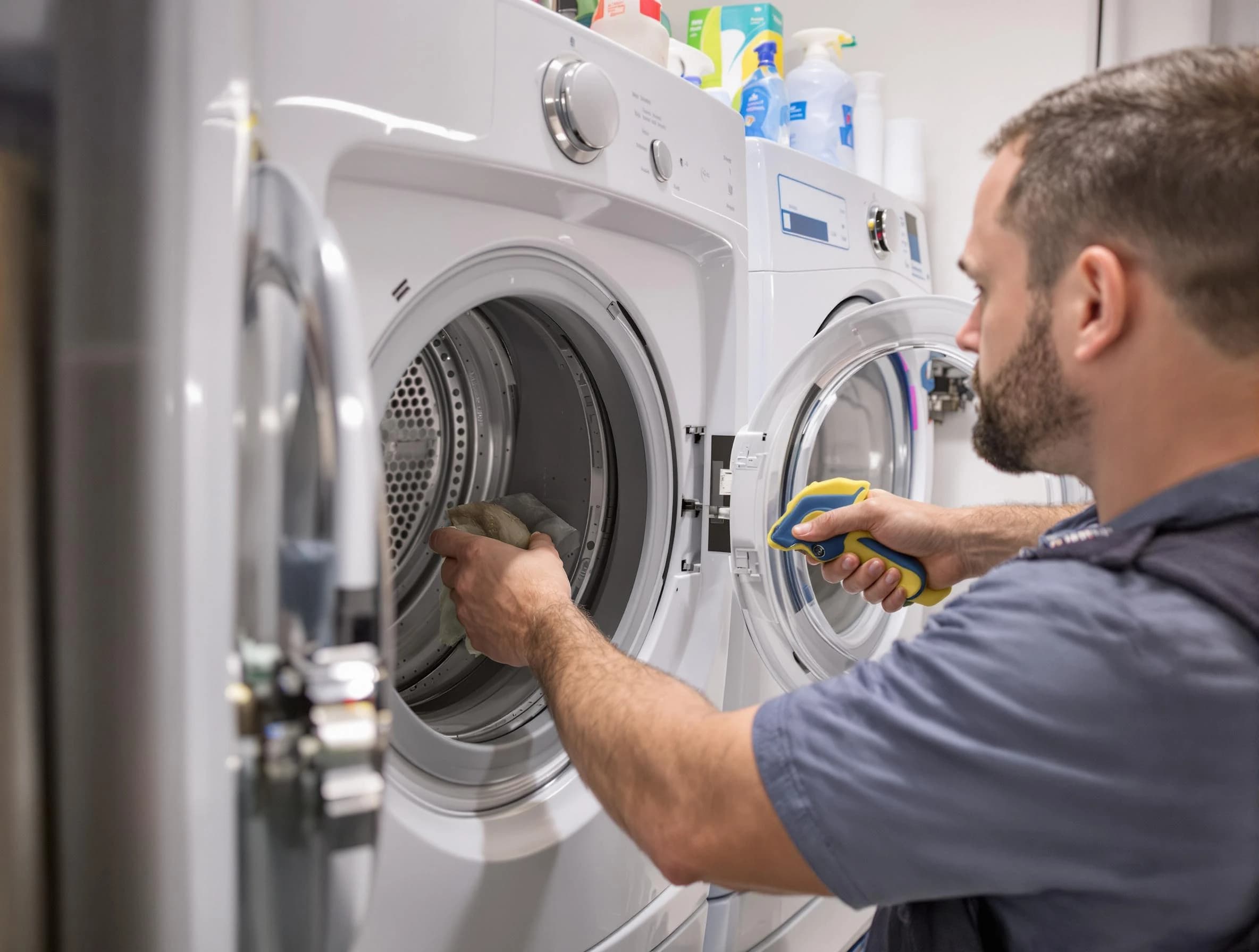 Casa Grande Dryer Vent Cleaning specialist removing lint buildup from a dryer lint trap system in Casa Grande