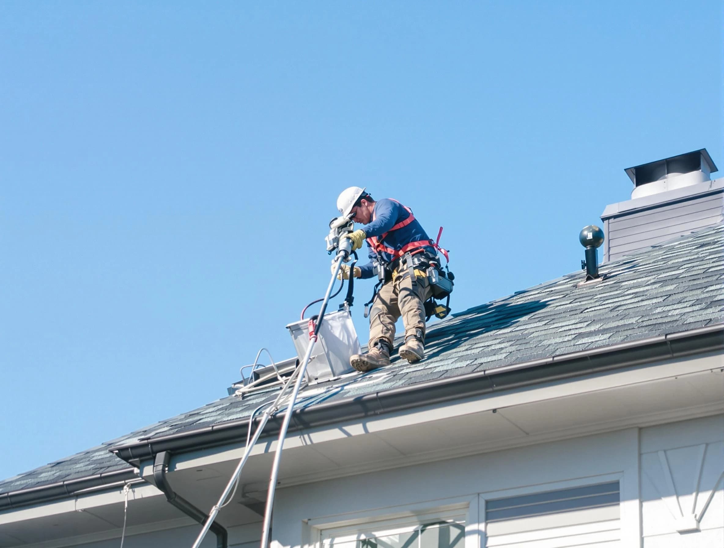 Casa Grande Dryer Vent Cleaning certified technician cleaning a roof-mounted dryer vent system in Casa Grande