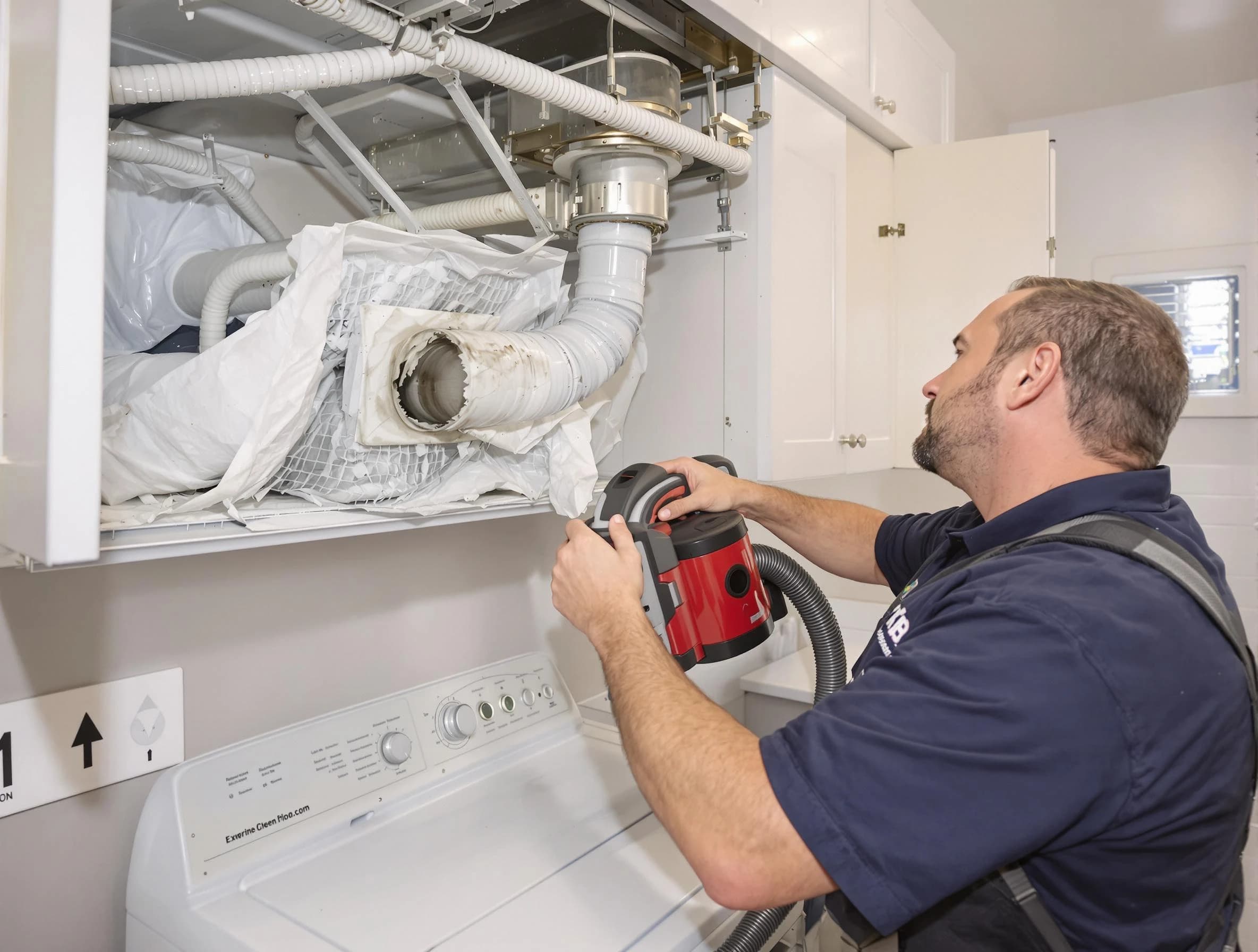 Casa Grande Dryer Vent Cleaning technician performing professional exhaust vent cleaning at a residential property in Casa Grande
