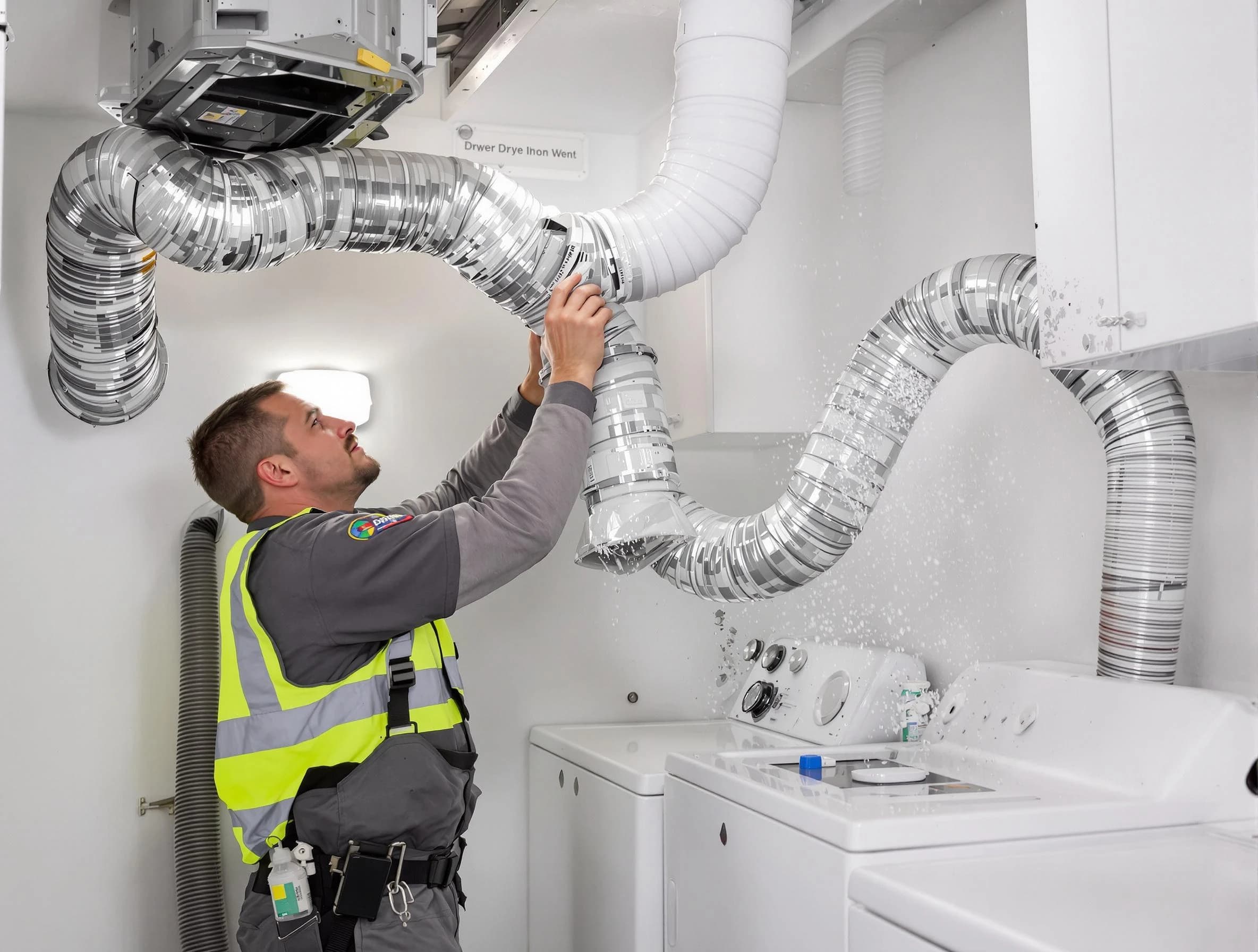Casa Grande Dryer Vent Cleaning technician performing detailed dryer exhaust vent cleaning at a home in Casa Grande
