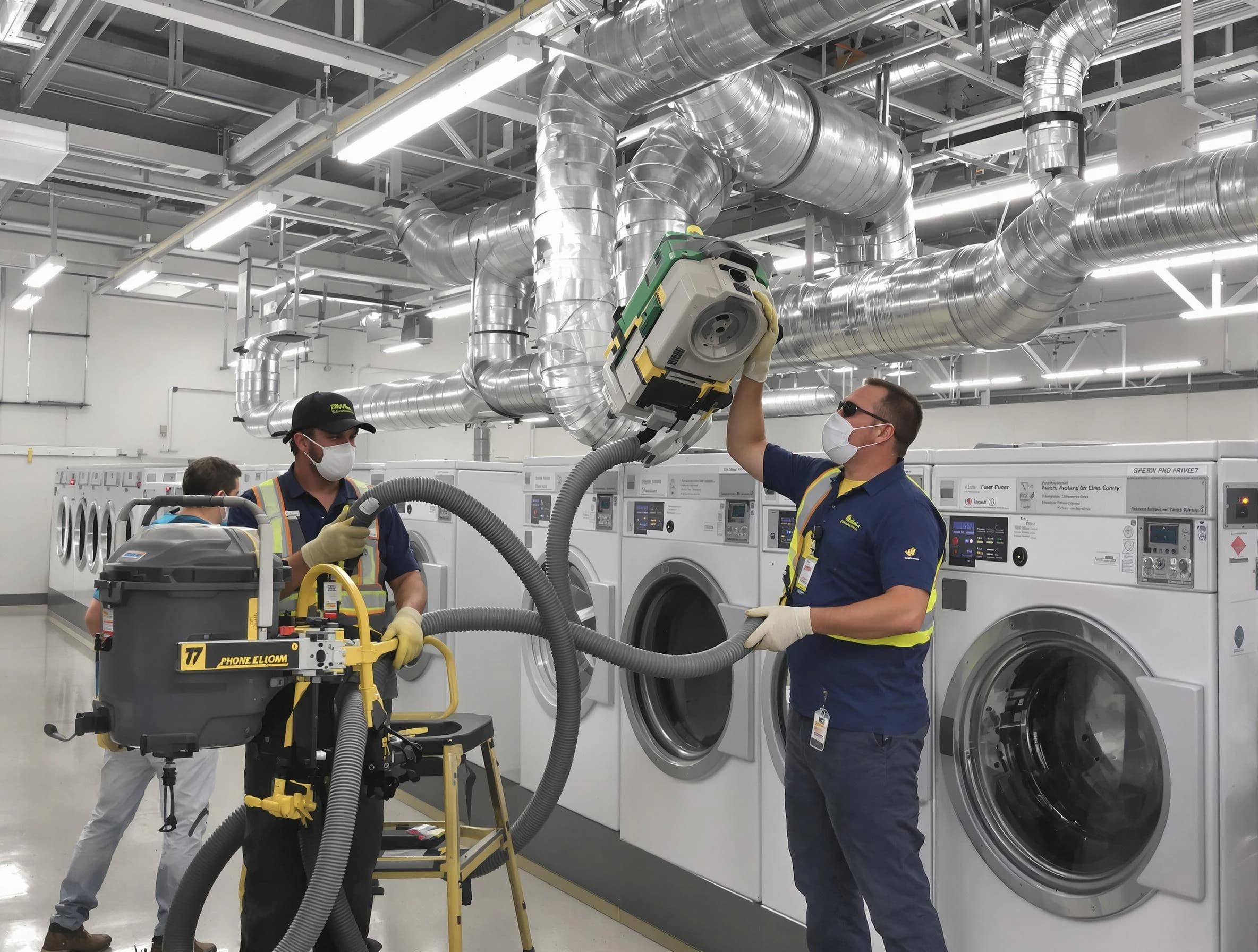 Casa Grande Dryer Vent Cleaning team cleaning large-scale industrial dryer vent systems at a facility in Casa Grande