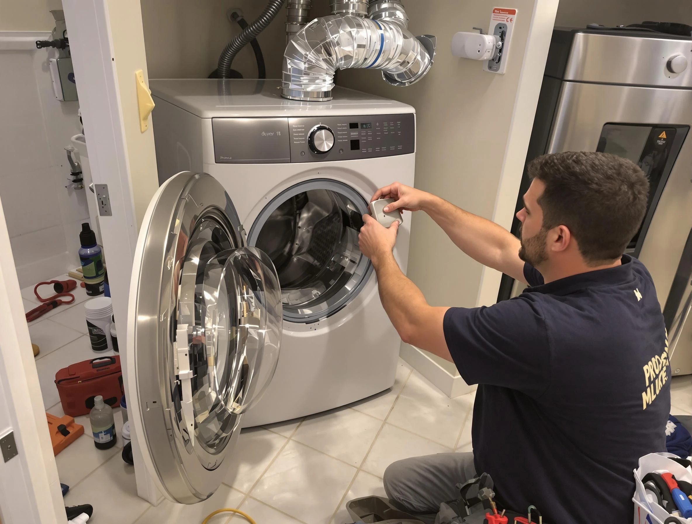 Casa Grande Dryer Vent Cleaning technician performing precise dryer vent hose installation in Casa Grande